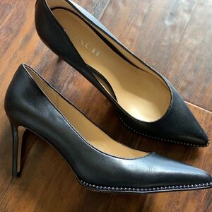 Coach Black Leather Pointed-Toe Heels